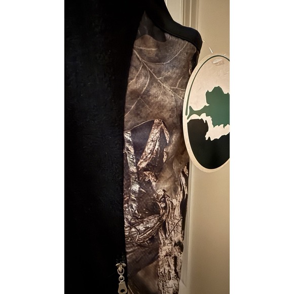 Mossy Oak Performance Fleece Vest 2XL Black Camo Panels Full Zip Hunting NWT - Picture 6 of 8